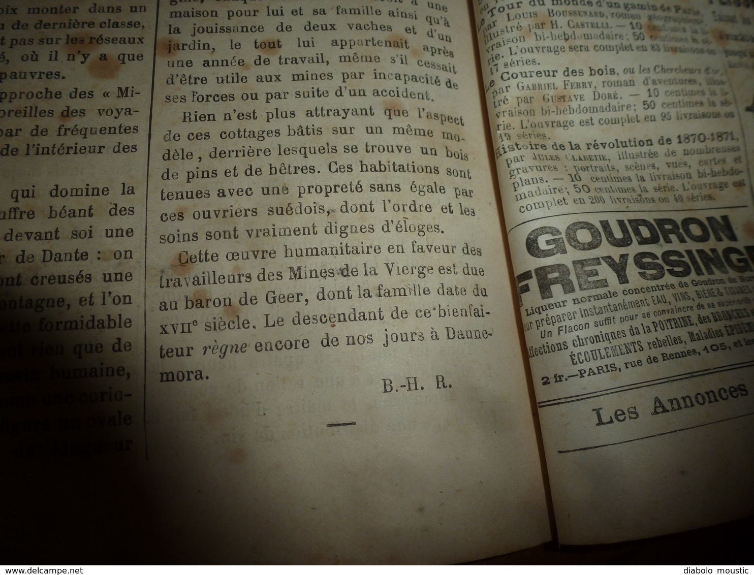 1882 JDV : Assassinat de Pierre Arnoux à Obock; Les mines de fer de DANNEMORA  (Mines de la Vierge) en Suède ; etc