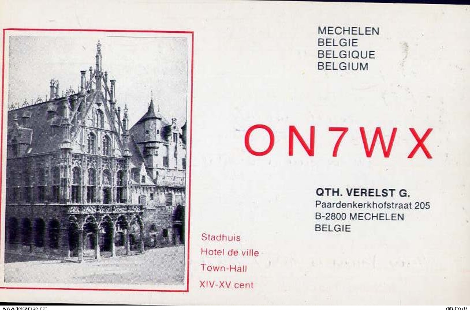 Radio - On7wx - Hotel De Ville - Mechelen - Belgie - Radio Amatoriale