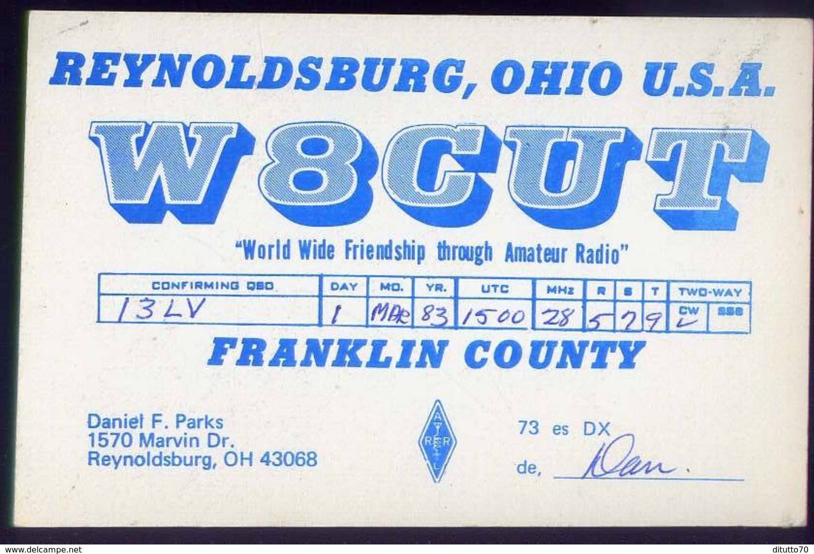 Radio - Reynoldsburg Ohio U.s.a. - W8cut - Marvin - Radio Amatoriale