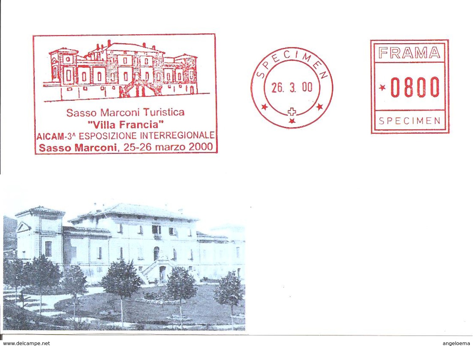 ITALIA - 2000 SASSO MARCONI (BO) Villa Francia - Ema Affrancatura Meccanica Rossa Red Meter SPECIMEN - 292 - Altri & Non Classificati