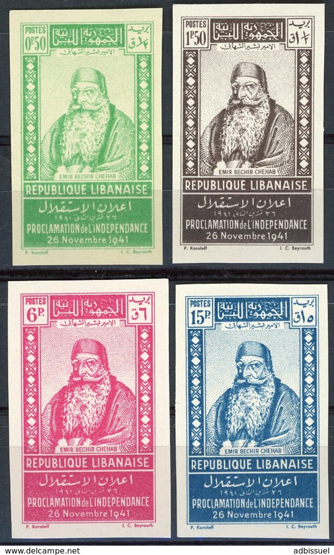 Grand Liban N° 176 à 179 Série Complète NON DENTELEE Cote 85 €, Neuve Sans Gomme (*) MNG - Unused Stamps