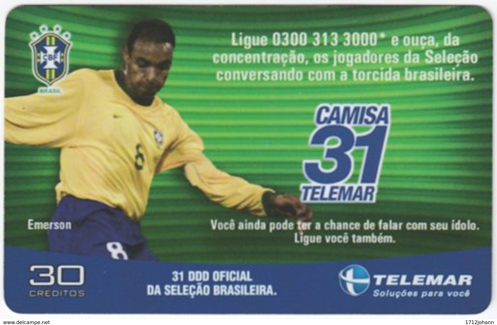 BRASIL I-903 Magnetic Telemar - Sport, Soccer, Emerson - Used - Brasilien