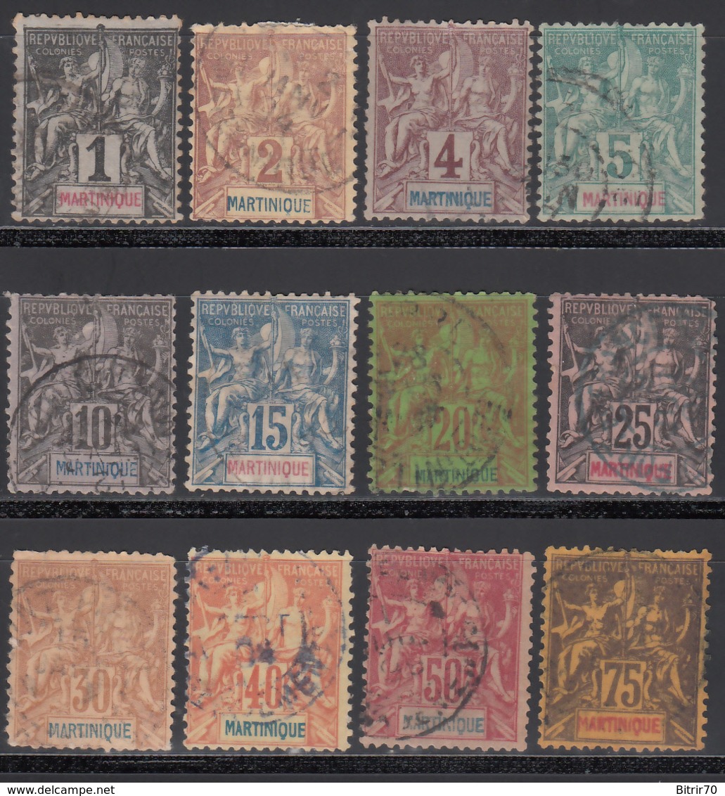 1892 Yvert Nº 31, 32, 33, 34, 35, 36, 37, 38, 39, 40, 41,  42, - Usados