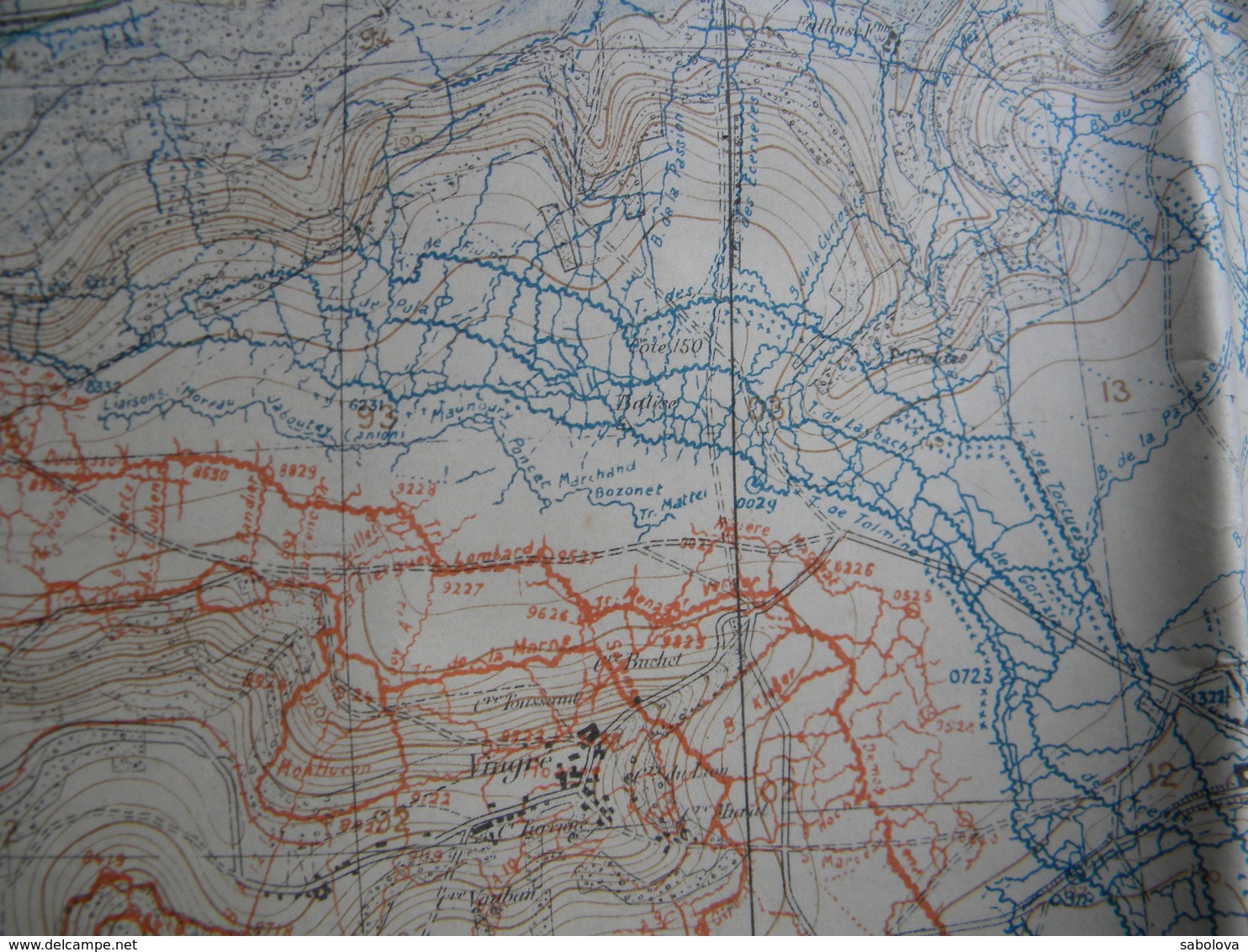 1914/1918 Carte 1/20000 état Major 2,06/0,75 Mètre. Chauny Près Laon. Juillet 2018. Vue Sur Tranchées Nommées Et Chemins - Andere & Zonder Classificatie