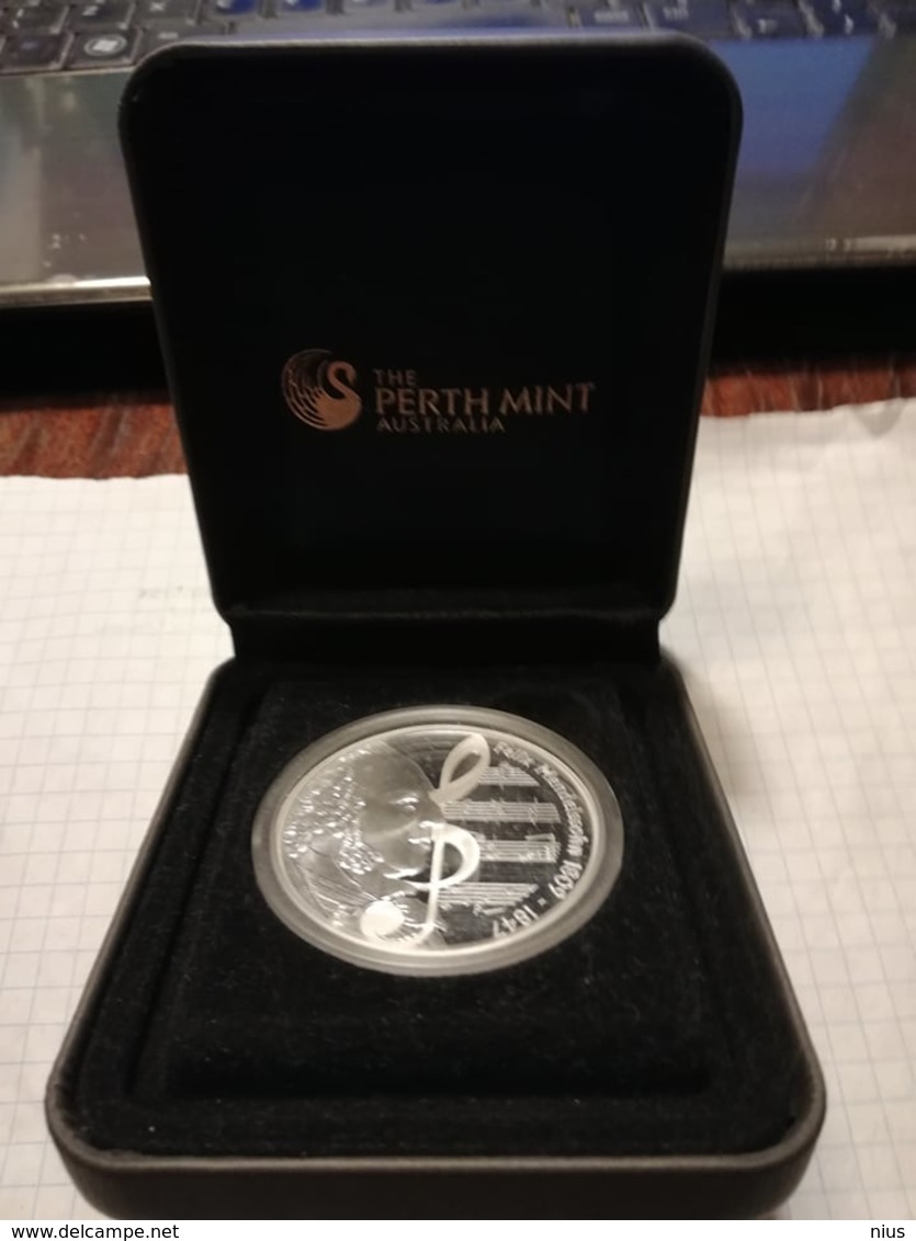 Australia Tuvalu 2009 1 $, 1oz Silver PROOF Coin, 31,135 G, 40,60 Mm, Music Felix Mendelssohn Composer - Tuvalu