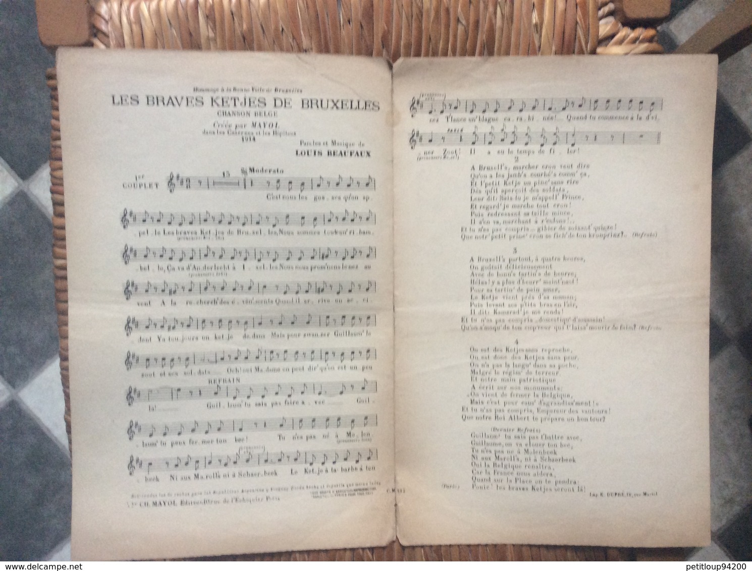 LES BRAVES KETJES De BRUXELLES *Mayol  CHANSON PATRIOTIQUE Dans Les Casernes Et Dans Les Hôpitaux 1914 - Partitions Musicales Anciennes