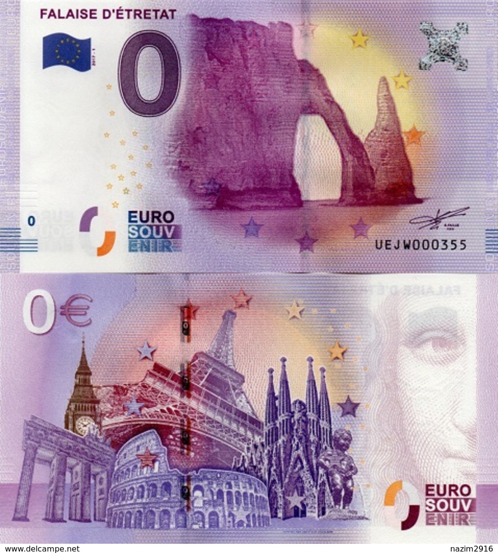 FRANCE - 2017-1 - UEJW00355 - FALAISE D'ÉTRETAT - BILLET TOURISTIQUE 0 EURO - Essais Privés / Non-officiels