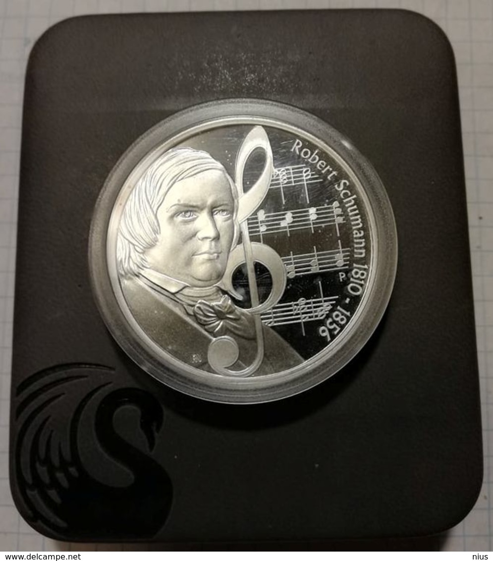 Australia Tuvalu 2009 1 $, 1oz Silver PROOF Coin, 31,135 G, 40,60 Mm, Music Robert Schumann Composer - Tuvalu