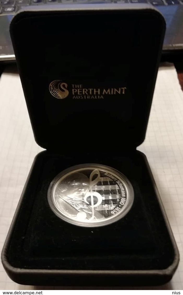 Australia Tuvalu 2009 1 $, 1oz Silver PROOF Coin, 31,135 G, 40,60 Mm, Music Robert Schumann Composer - Tuvalu