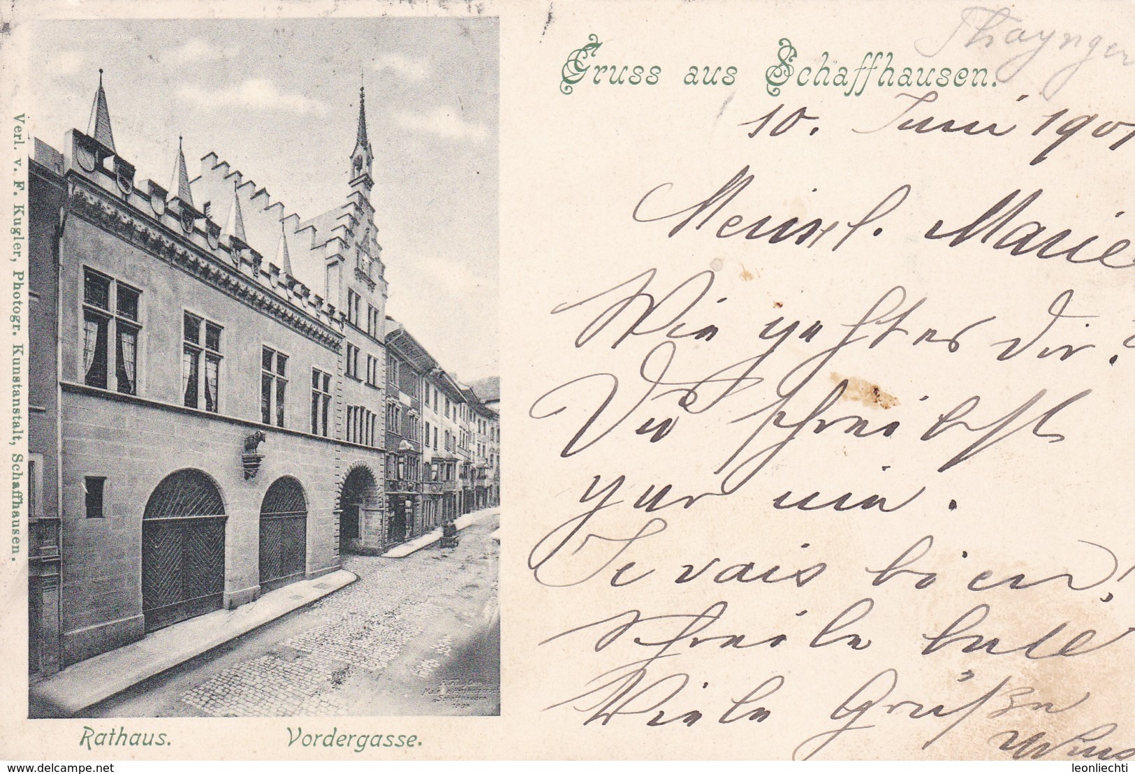 Carte Postale - Postkarte. Schaffhausen, Rathaus, Vordergasse, Mi: 3x50y Eine Def. - Autres & Non Classés