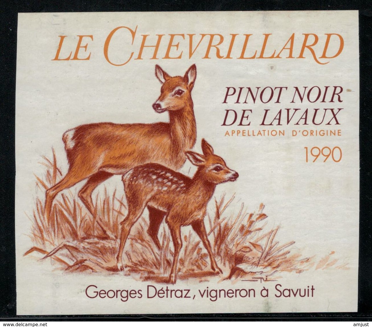 Etiquette De Vin // Pinot Noir De Lavaux, Le Chevrillard - Caza