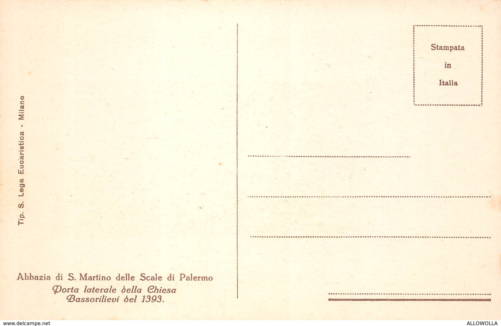 4851 "ABBAZIA DI S. MARTINO DELLE SCALE DI PALERMO-PORTA LAT. DELLA CHIESA-BASS. DEL 1393"- CART. POST. ORIG. NON SPED. - Altri & Non Classificati