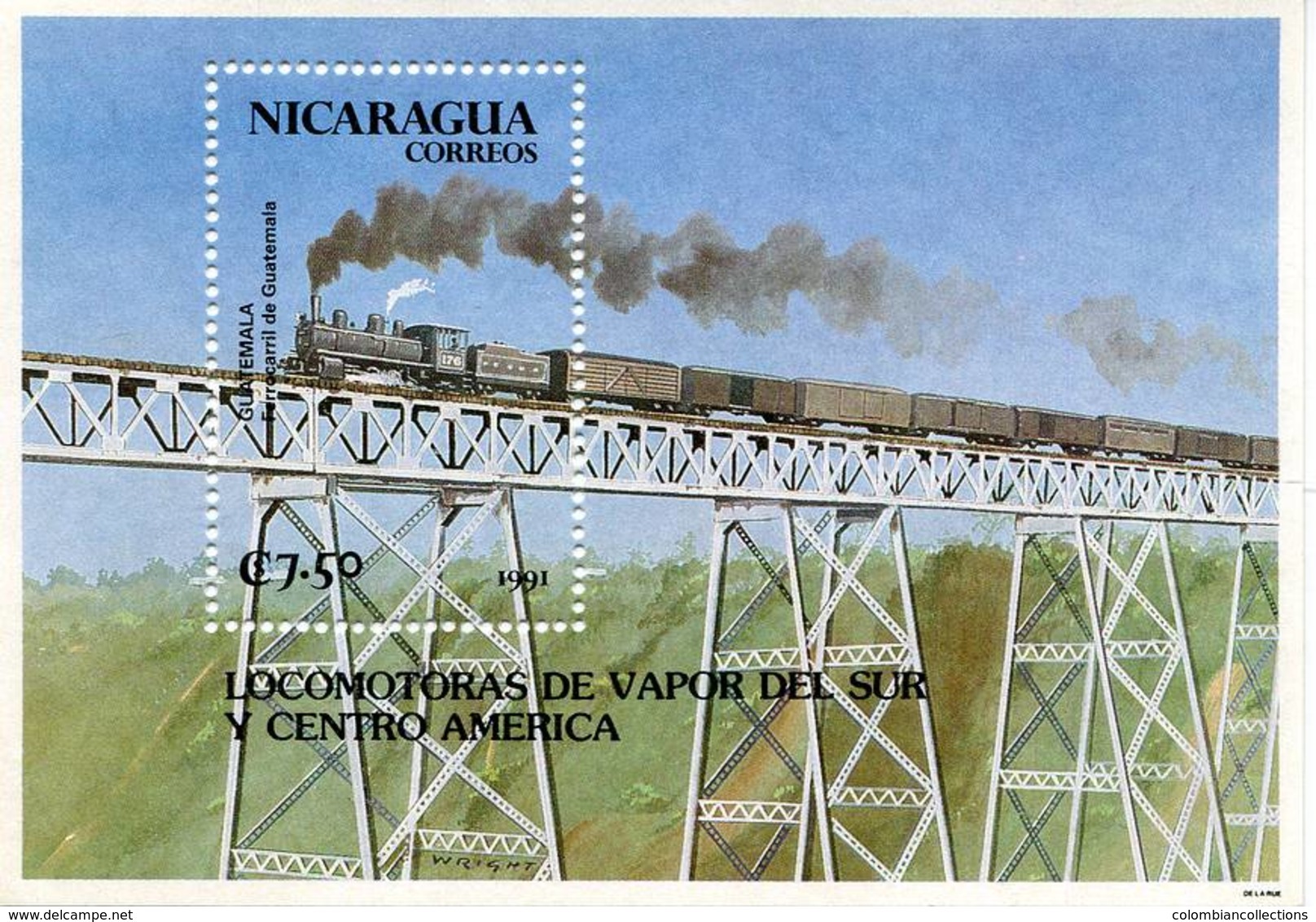 Lote 1879, Nicaragua, 1991, HF, SS, Ferrocarril De Guatemala, Locomotive, Train, Bridge - Nicaragua