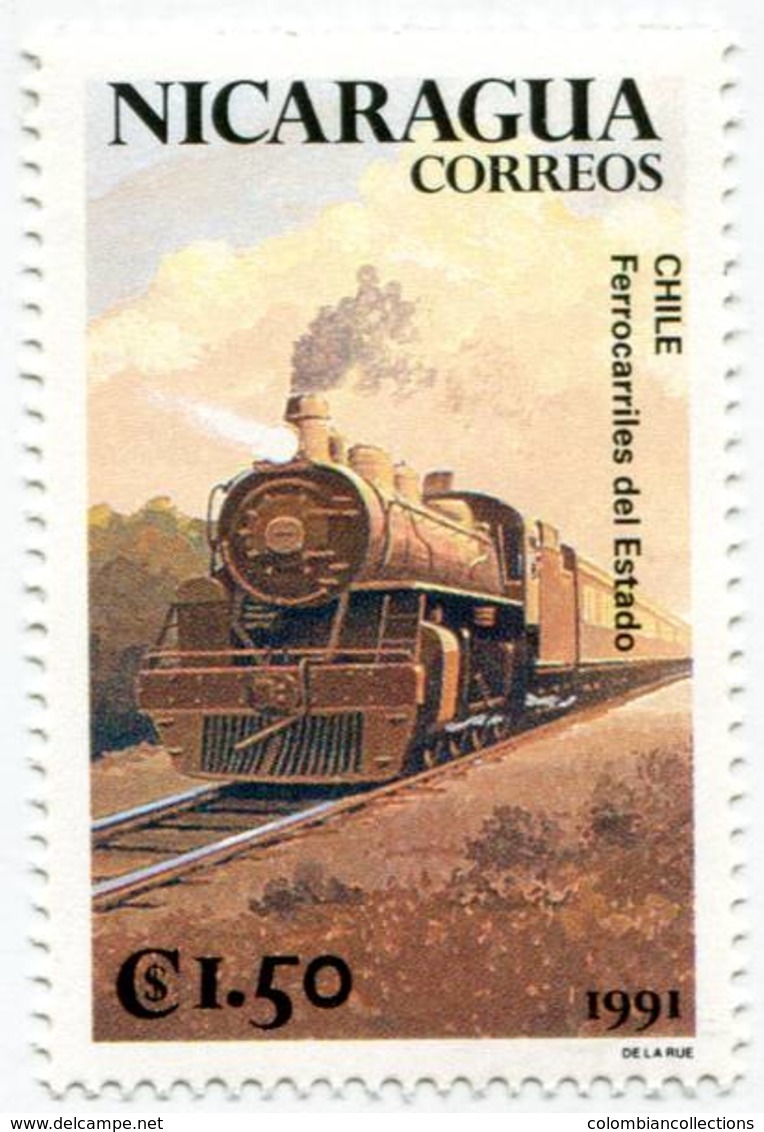 Lote 1871-7, Nicaragua, 1999, Sello, Stamp, 7 V, Trenes De Sur America, Train, Locomotive Of South America - Nicaragua