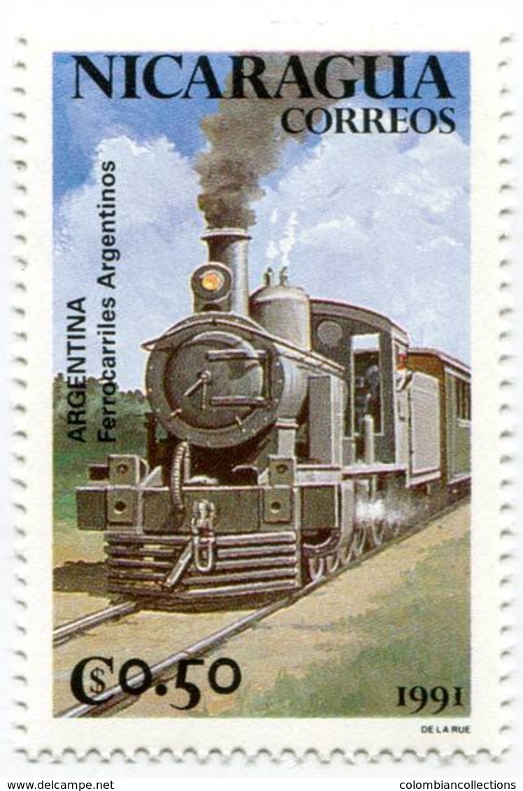 Lote 1871-7, Nicaragua, 1999, Sello, Stamp, 7 V, Trenes De Sur America, Train, Locomotive Of South America - Nicaragua