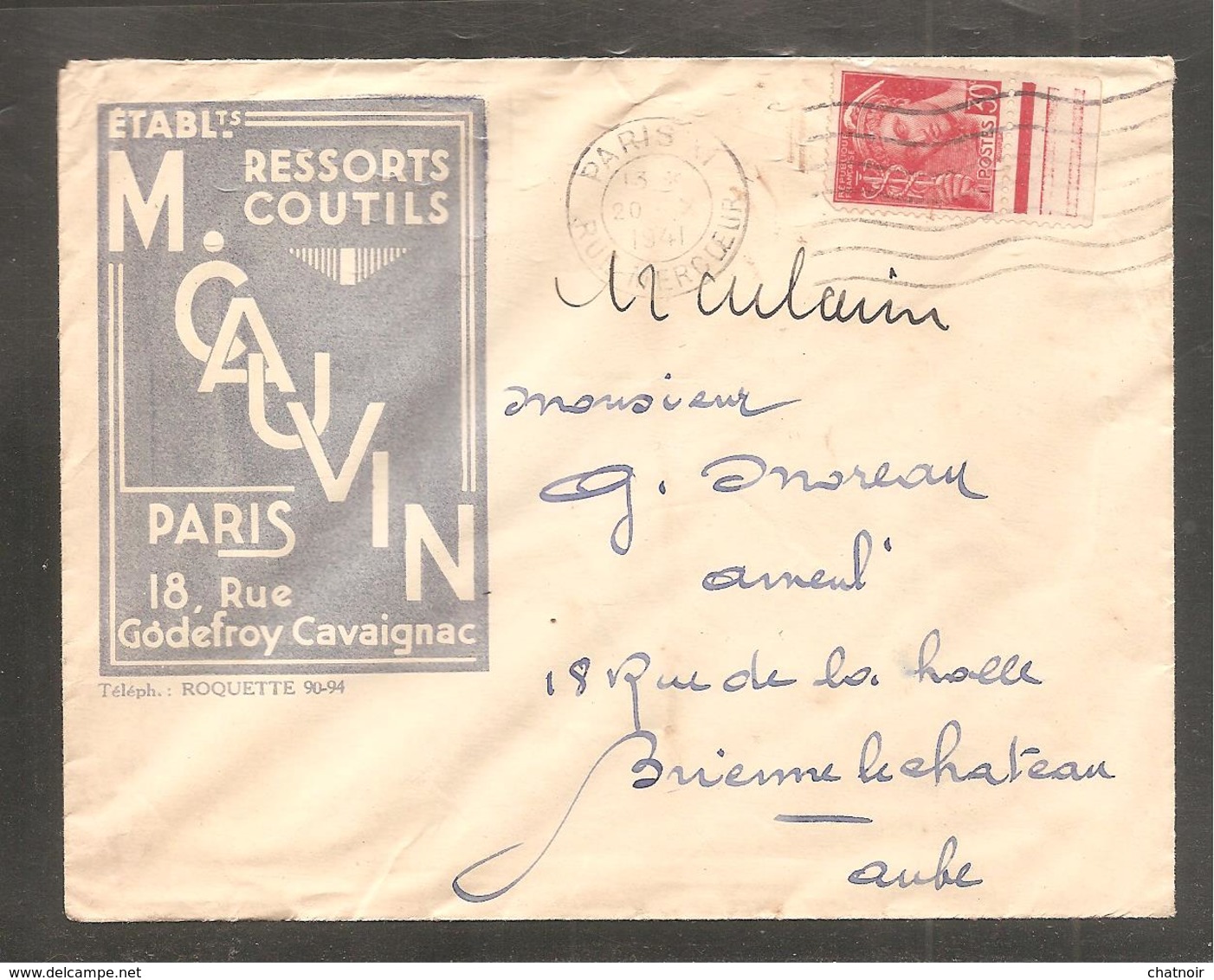 Envel    Ressorts   Oblit  PARIS  1941   30c  Mercure  Bas De Feuille - Cartas & Documentos