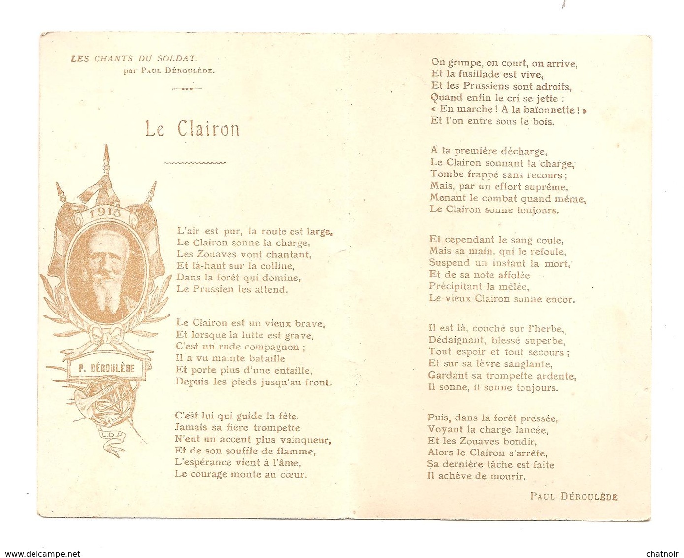 Carton Ouvrant   LE CLAIRON   Paul Deroulede  Journée Du Poilu   1915 - 1914-18