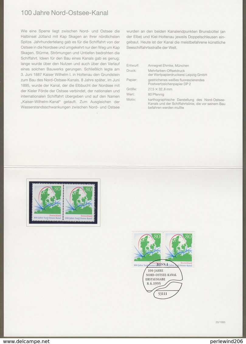 Bund: Minister Card - Ministerkarte Typ IV, 2x Mi-Nr. 1802 ** + ESST, " 100 Jahre Nord-Ostsee-Kanal " !       X - Brieven En Documenten