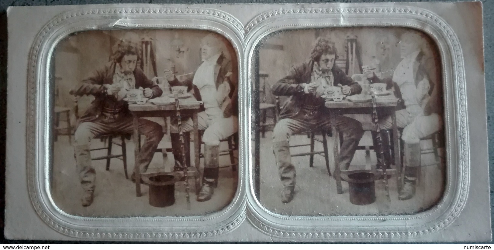 Photo Stéréo Victorian - Repas - Meal - Circa 1860 - Photos Stéréoscopiques