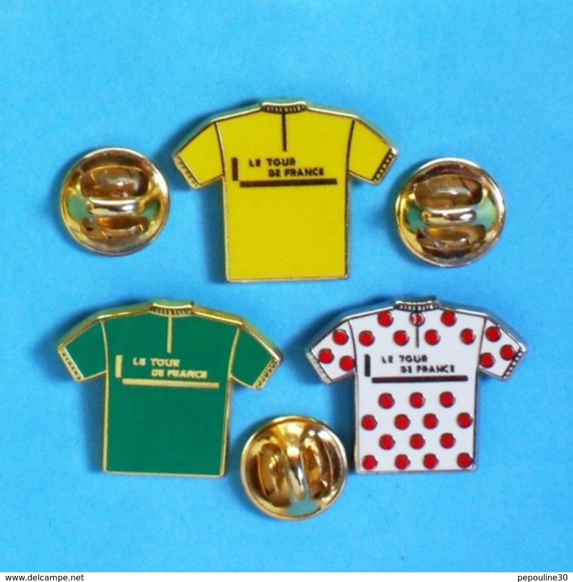 3 PIN'S //** TROIS MAILLOTS / JAUNE 1919 LEADER / à POIS 1933 MEILLEUR GRIMPEUR / VERT 1953 MEILLEUR SPRINTEUR . (A.B.P) - Cyclisme