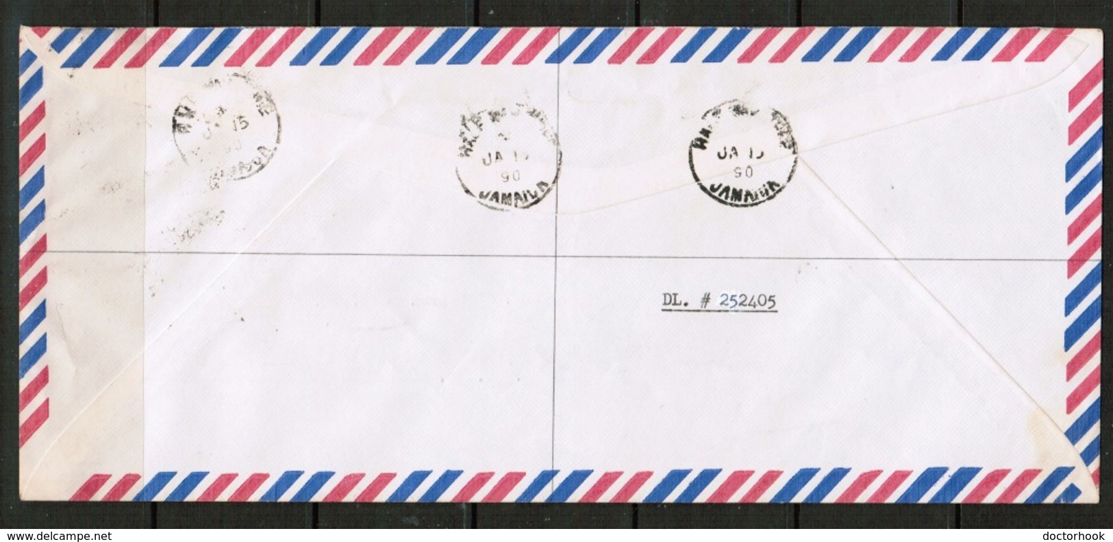 JAMAICA   Scott # 610 & 707 On REGISTERED AIRMAIL COMMERCIAL COVER To U.S.A. (JAN/15/90) (OS-489) - Jamaica (1962-...)