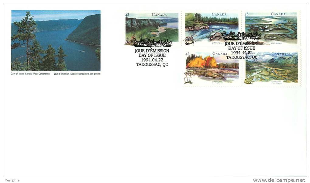 1994   Heritage Rivers, Series IV  Sc 1515a  Strip Of 5 - 1991-2000