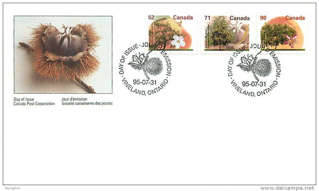 1995  Mid-value Definitives Fruit Trees Sc 1366, 1370, 1374 - 1991-2000