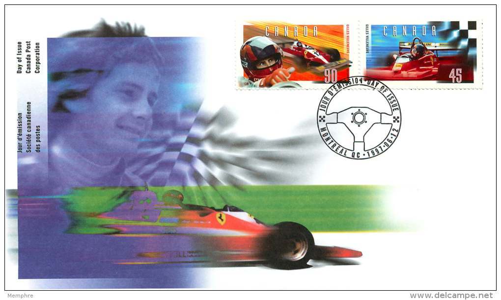 1997  Gilles Villeneuve Formula 1 Race Car Driver  Sc 1647-8  Se-tenant Pair - 1991-2000