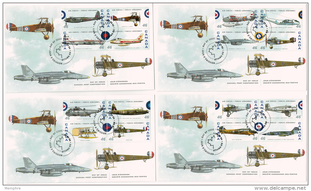 1999   Canadian Air Forces - Planes  Sc 1808ap   16 Different On 4 FDCs - 1991-2000