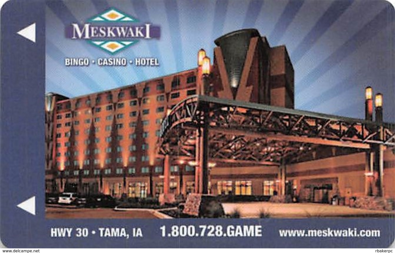 Meskwaki Casino - Tama IA USA - Hotel Room Key - Hotel Keycards