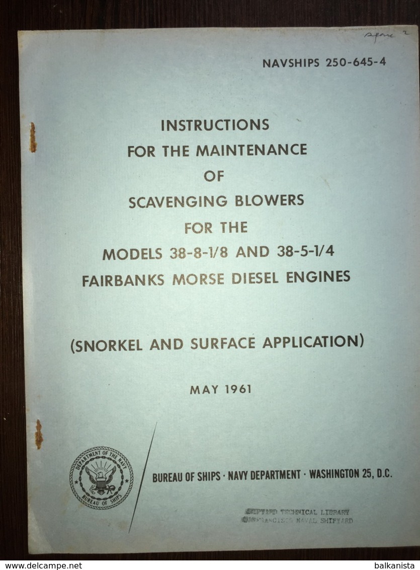 OS Navy Ships Fairbanks-Morse Diesel Engines 1961 - US Army