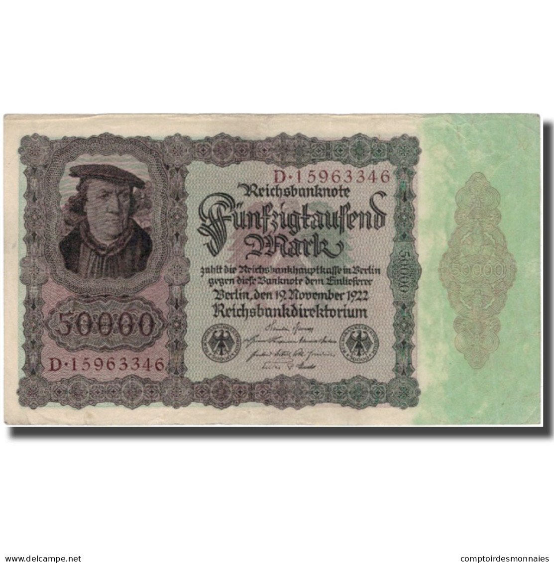 Billet, Allemagne, 50,000 Mark, 1922, KM:80, TB+ - 50000 Mark