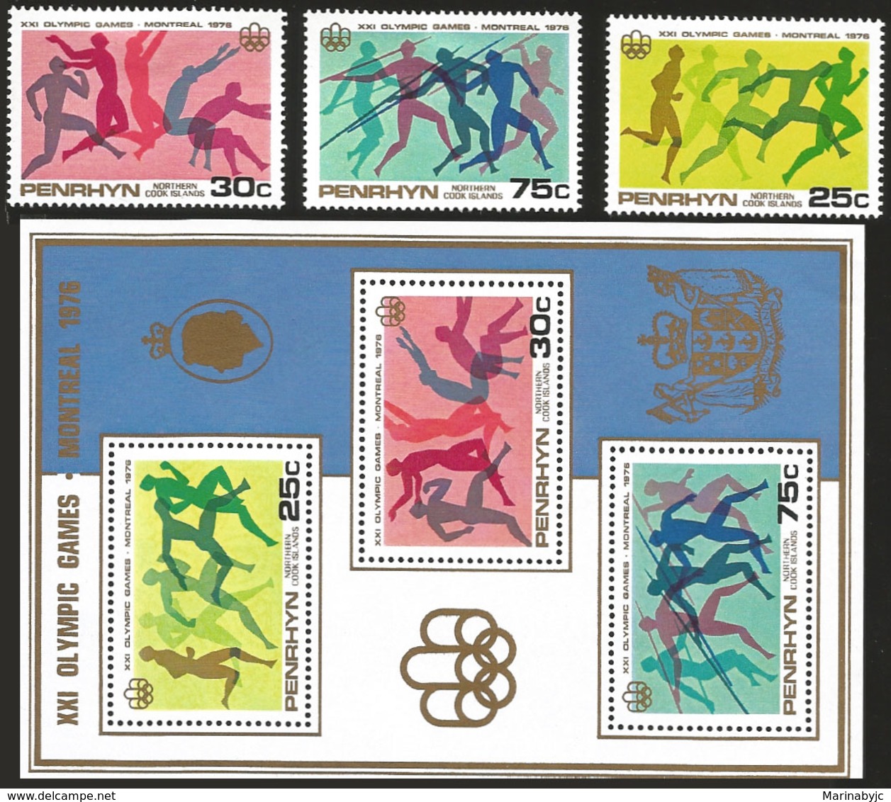 V) 1976 PENRHYN ISLAND,  21ST OLYMPIC GAMES, MONTREAL, CANADA, MN - Penrhyn