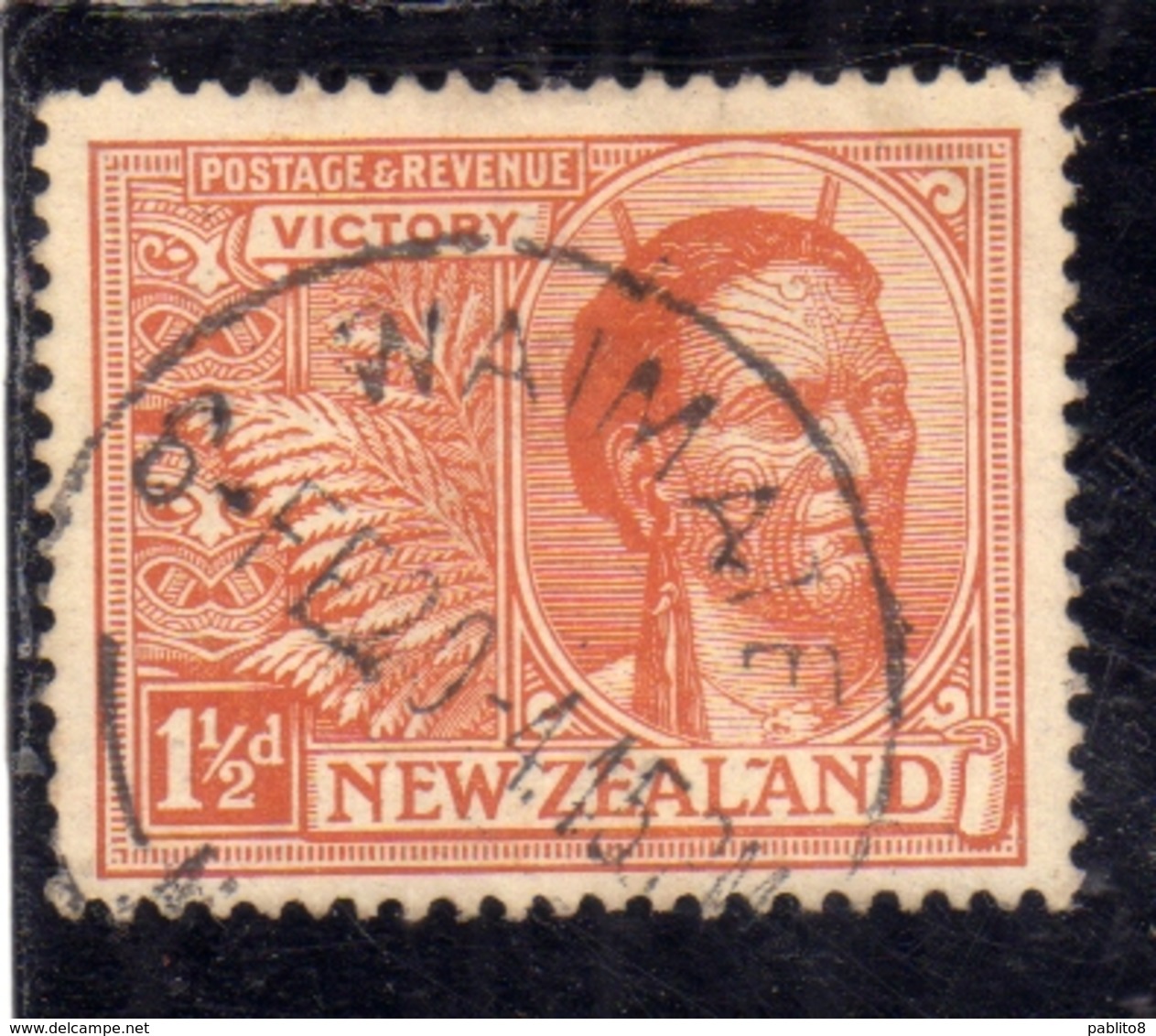 NEW ZEALAND NUOVA ZELANDA 1920 MAORI CHIEF 1 1/2p USATO USED OBLITERE' - Oblitérés