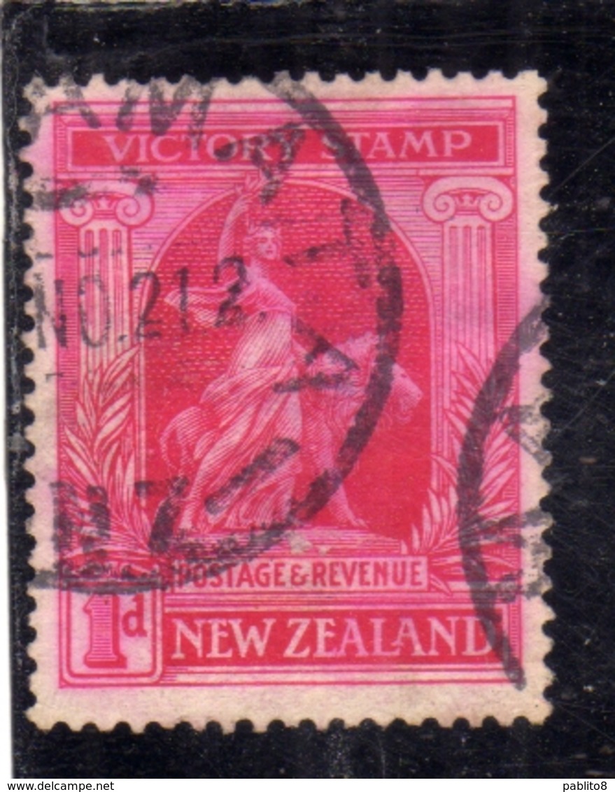 NEW ZEALAND NUOVA ZELANDA 1920 PEACE AND LION 1p USATO USED OBLITERE' - Used Stamps