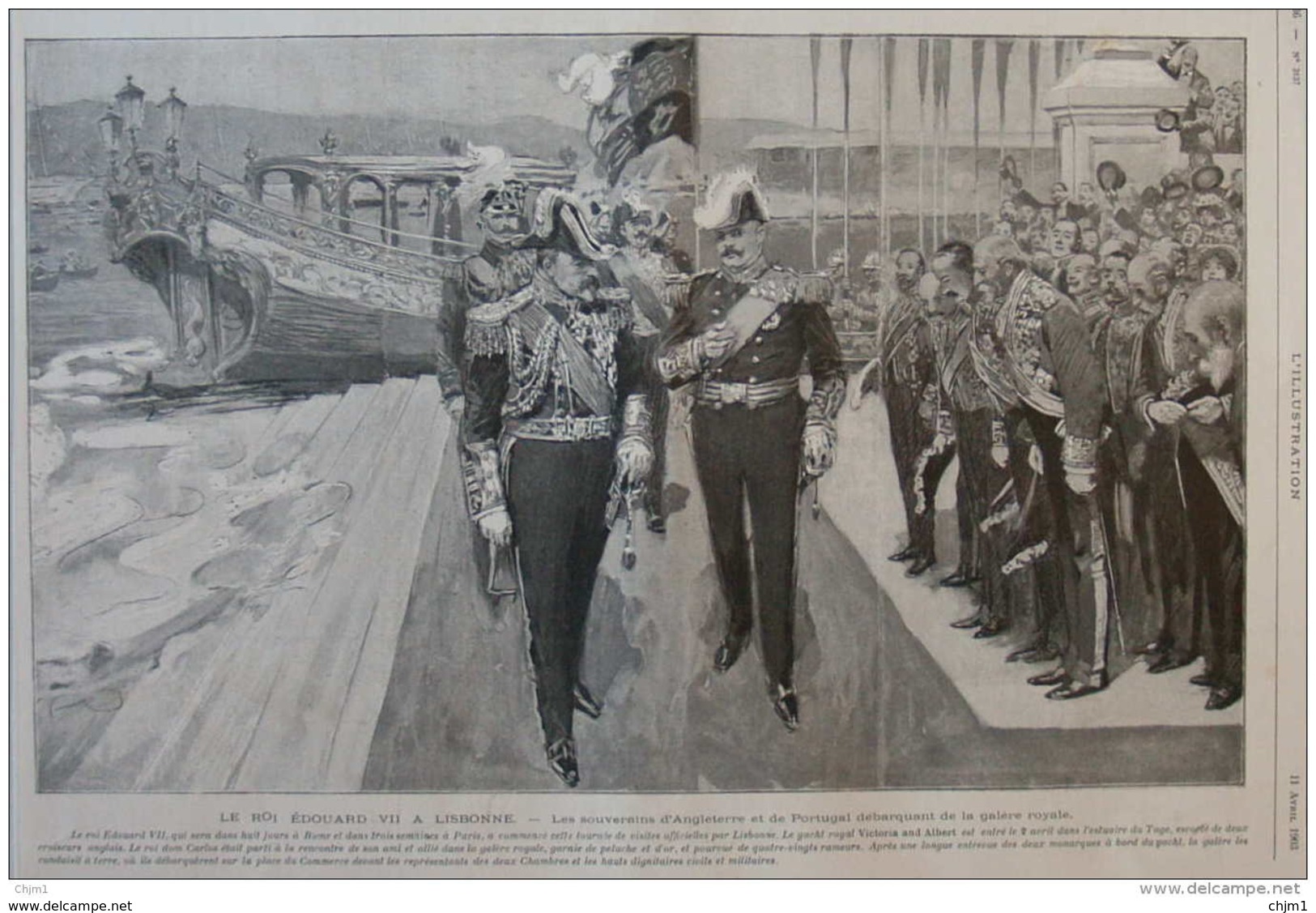 Le Roi Edouard VII à Lisbonne - Les Souverains D'Angleterre Et De Portugal - Page Original 1903 - Documents Historiques