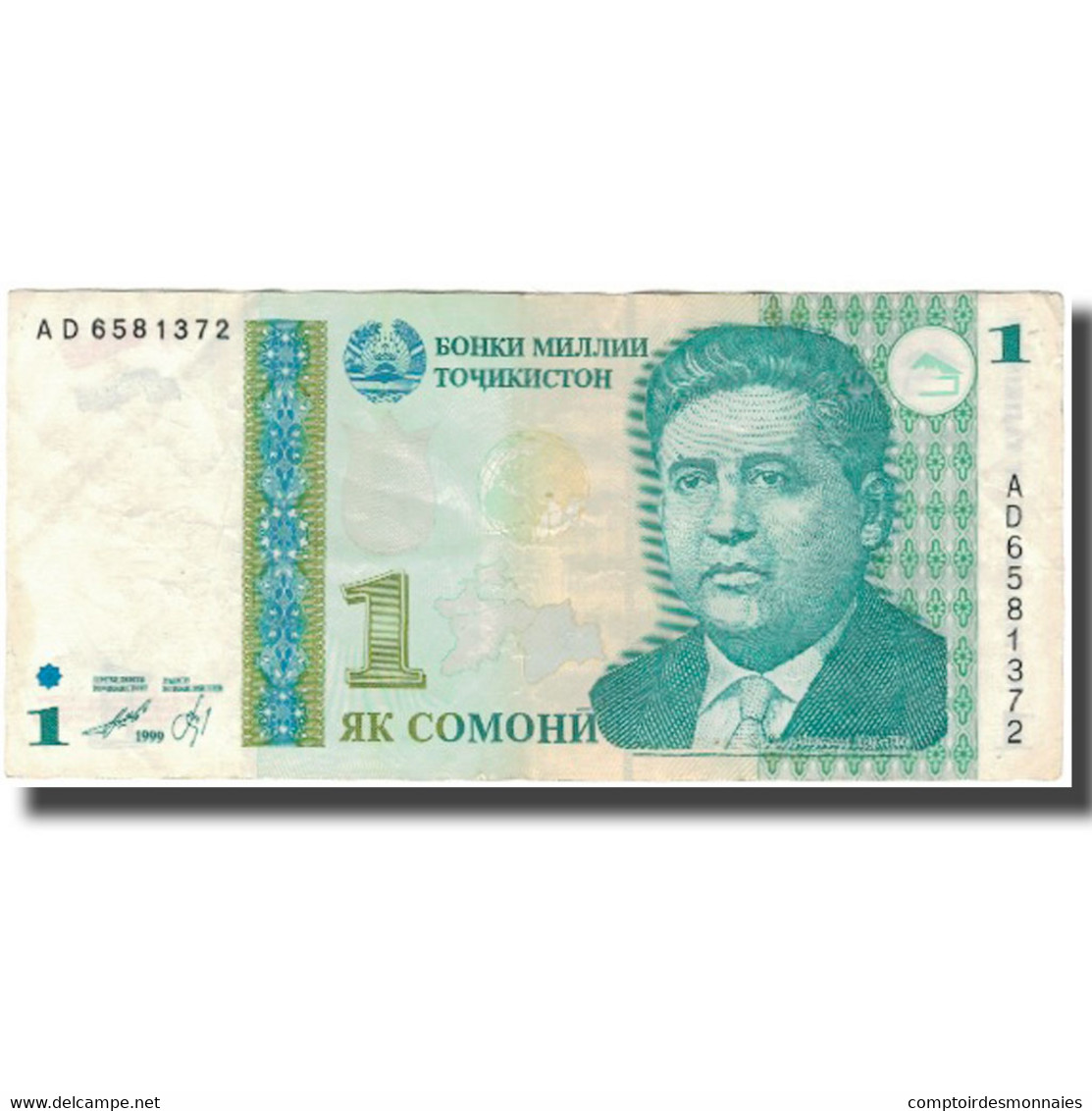 Billet, Tajikistan, 1 Somoni, 1999, KM:14A, TTB - Tayikistán