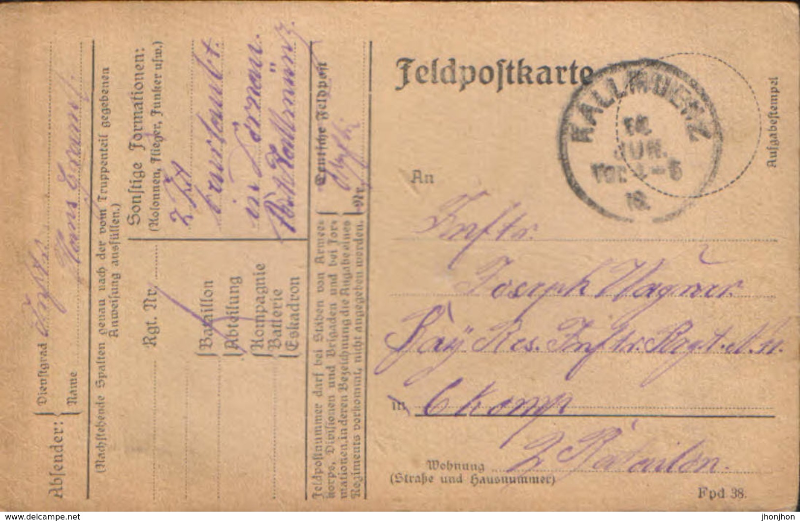 Germany/Empire -  Military Postcard Circulated In 1918 From Kallmünz - Lettres & Documents