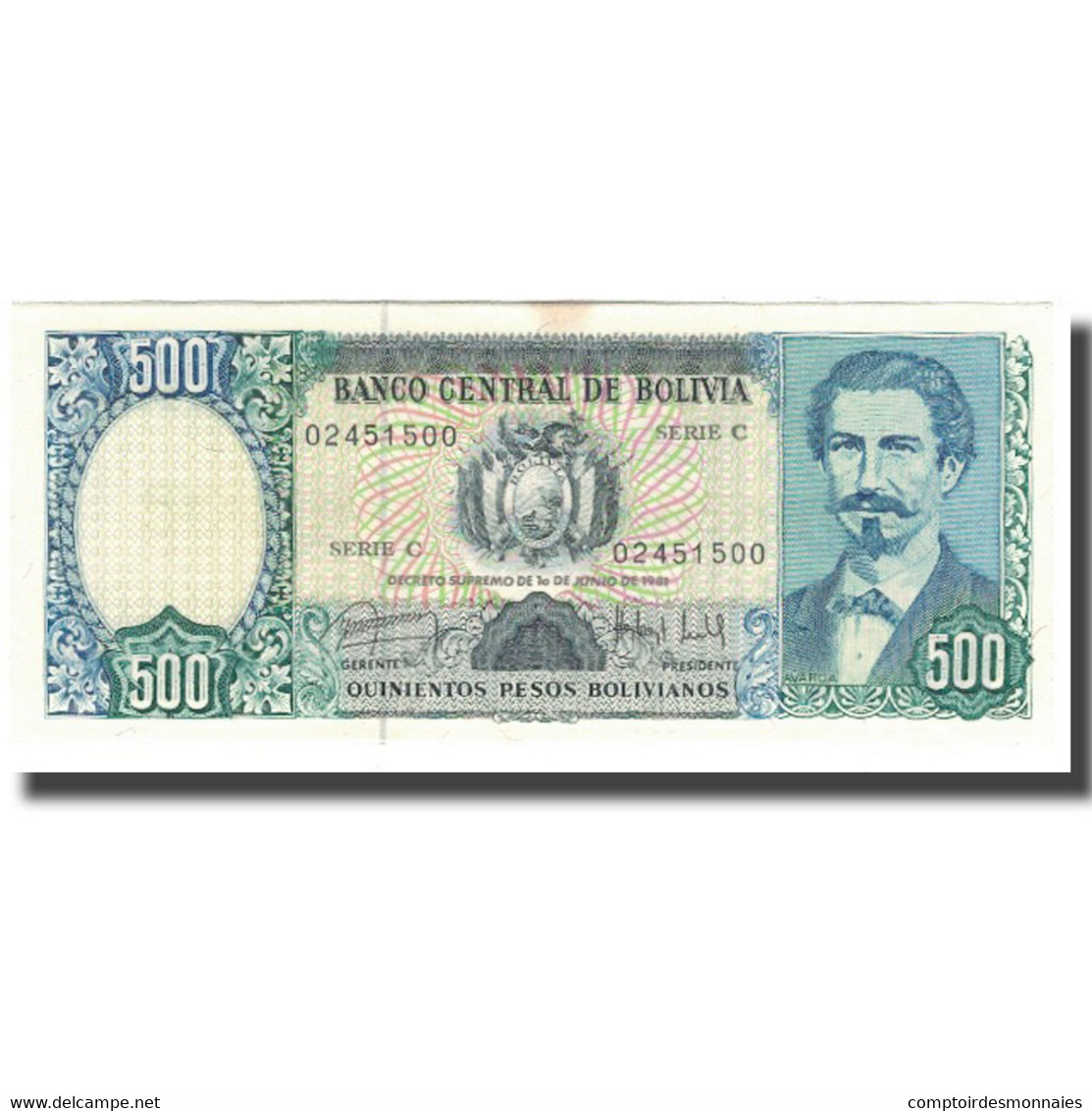 Billet, Bolivie, 500 Pesos Bolivianos, 1981-06-01, KM:166a, SUP - Bolivië