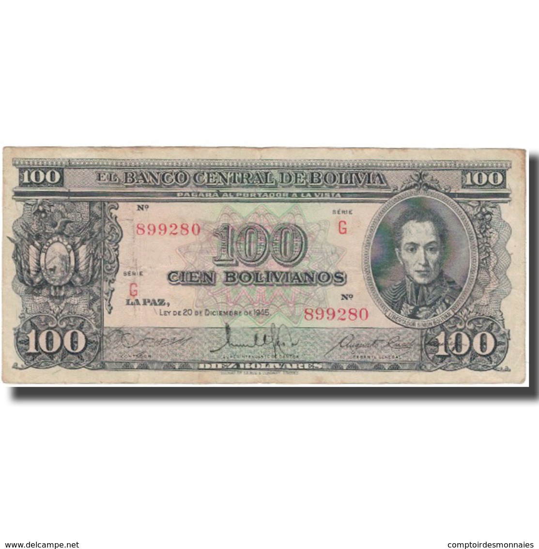 Billet, Bolivie, 100 Bolivianos, 1945-12-20, KM:142, TTB - Bolivie