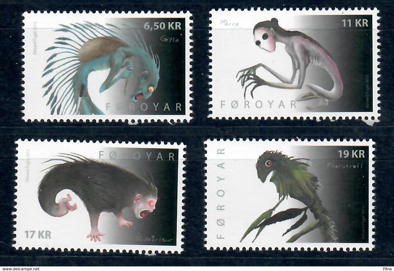 ISOLE FAROER - 2012 - MITI E LEGGENDE. CREATURE MOSTRUOSE. SERIE COMPLETA. - MNH** - Faroe Islands