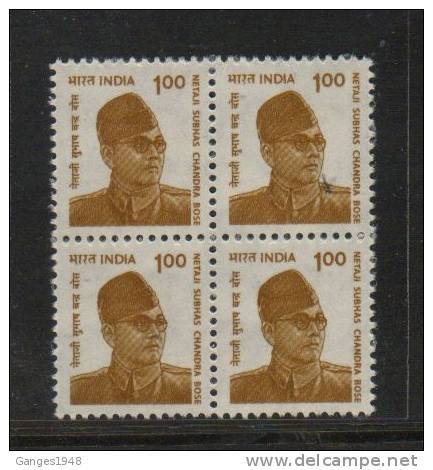 India 2001 - 1oo NETAJI SUBHASH CHANDRA BOSE  Definitive Block Of 4 # 15286 S Inde Indien - Unused Stamps