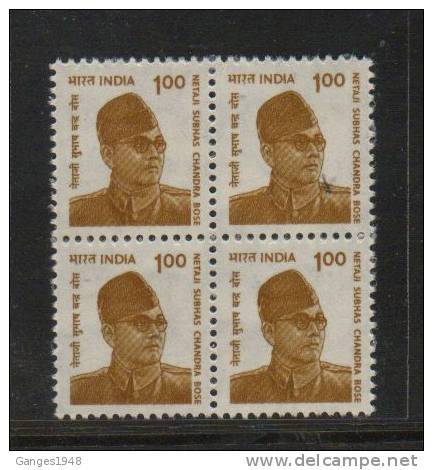 India 2001 - 1oo NETAJI SUBHASH CHANDRA BOSE  Definitive Block Of 4 # 15286 S Inde Indien - Neufs