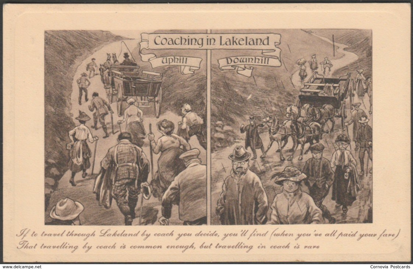 Coaching In Lakeland, 1912 - Valentine's Postcard - Humour