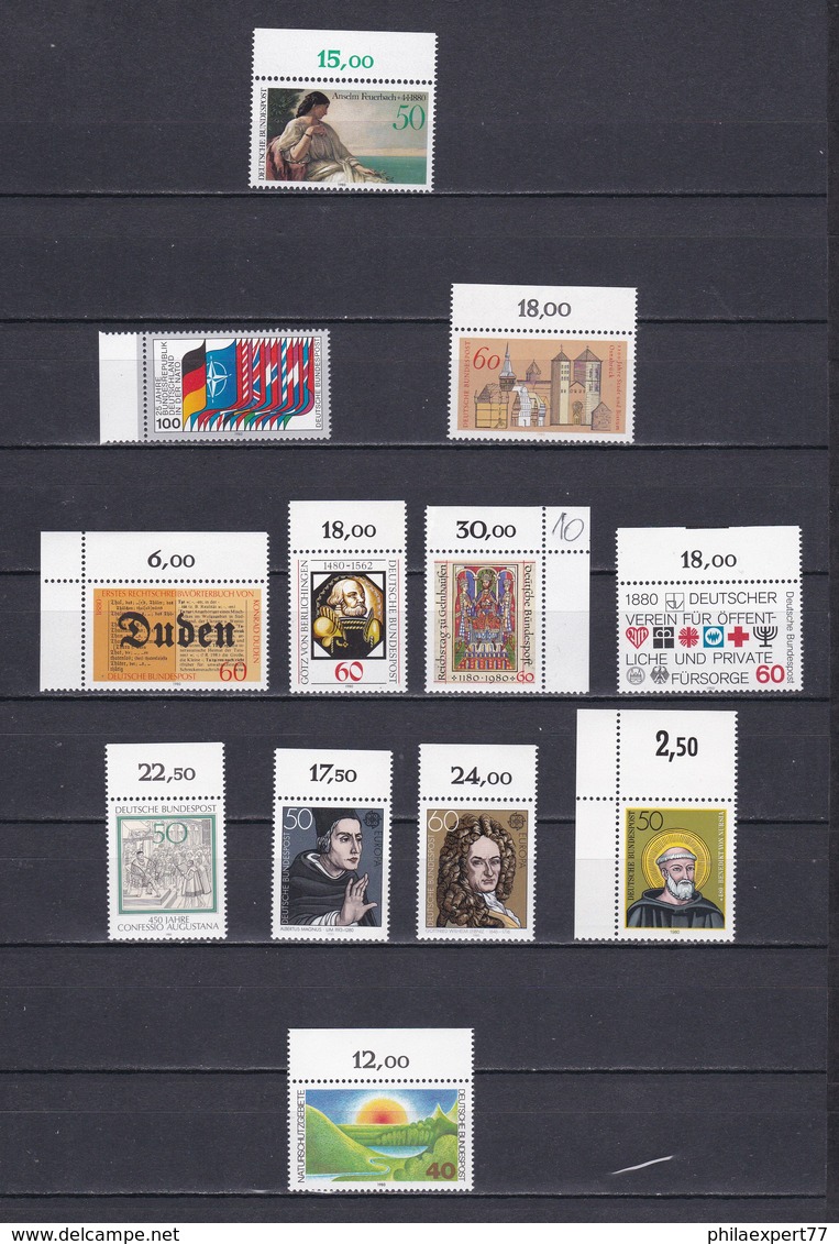 BRD - 1980 - Ecken - Rand - Sammlung - Postfrisch - 25 Euro - Ungebraucht