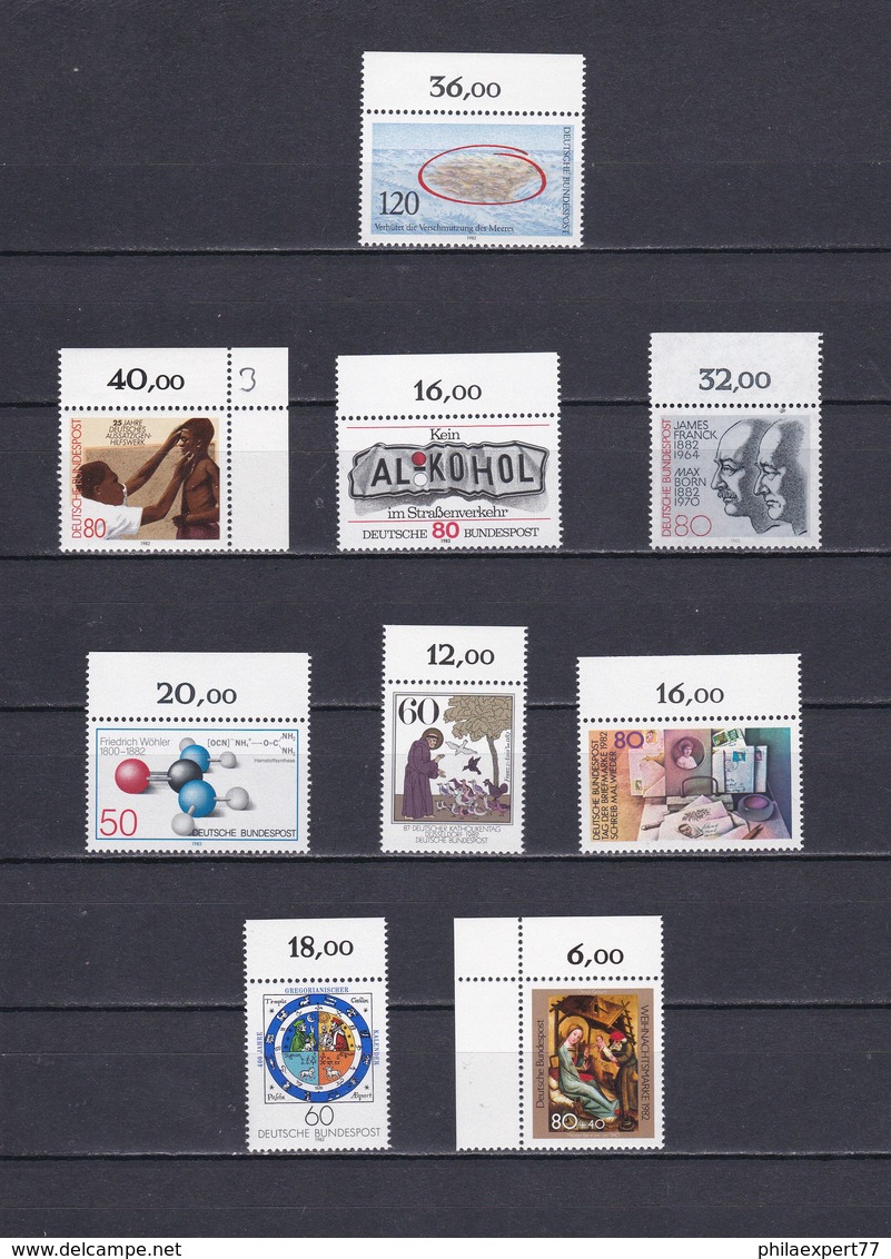 BRD - 1982 - Ecken - Rand - Sammlung - Postfrisch - 55 Euro