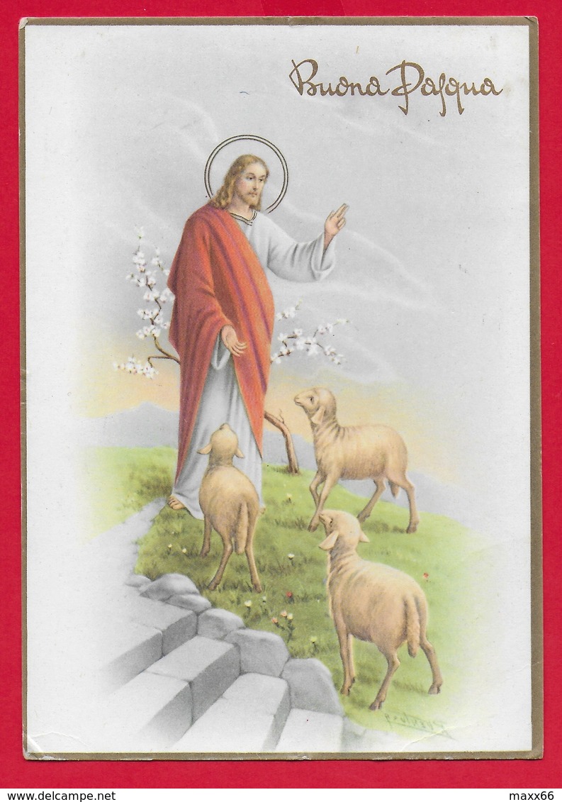 CARTOLINA VG ITALIA - BUONA PASQUA - Cristo Pastore - CECAMI 7387 - 10 X 15 - 1966 PATERNO CENTRO - Pasqua