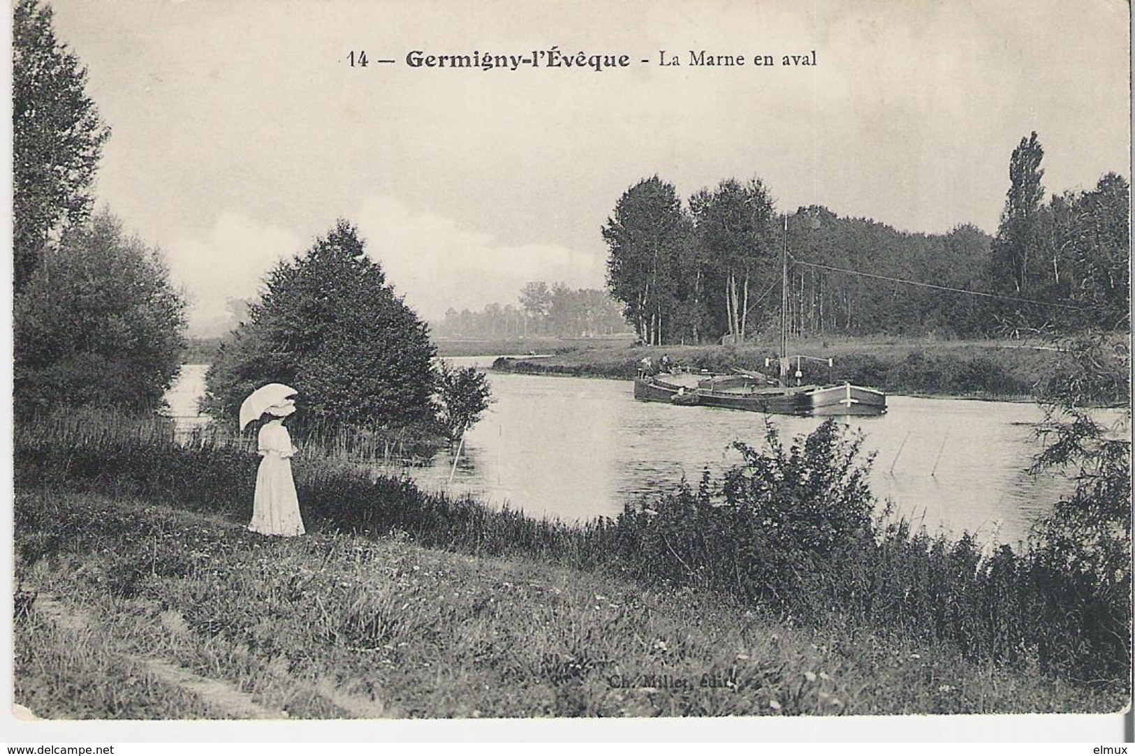 GERMIGNY L'EVEQUE. CPA La Marne En Aval Péniche - Other & Unclassified