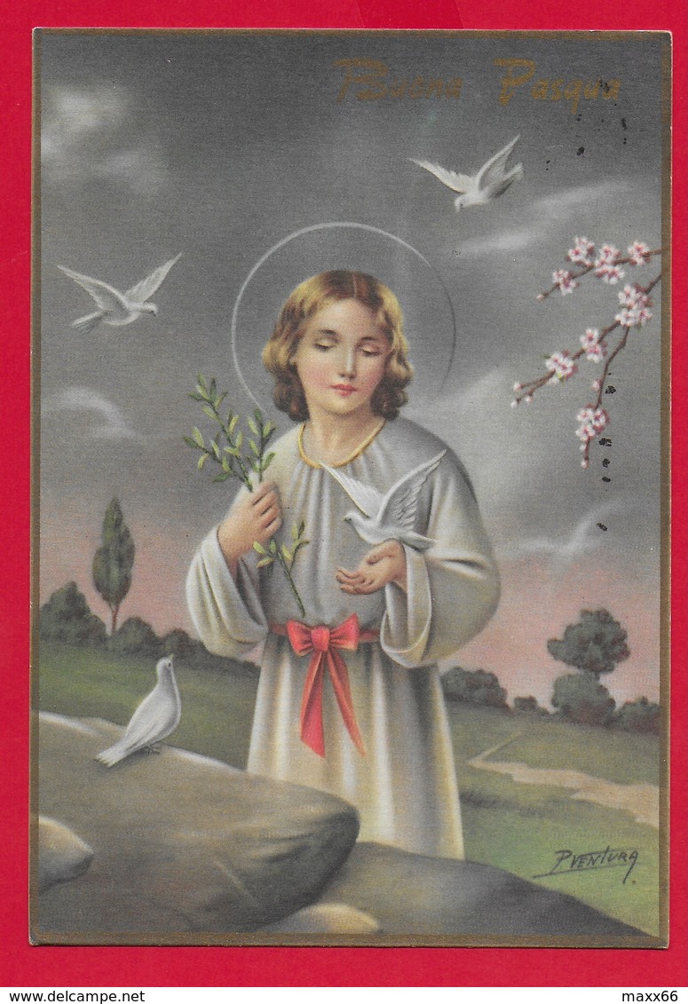 CARTOLINA VG ITALIA - BUONA PASQUA - Cristo Con Colombe - P. Ventura - CECAMI 7336 - 10 X 15 - 1971 UDINE - Pasqua