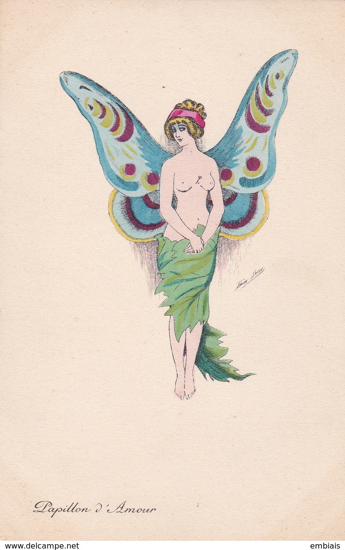 Illustrateur Xavier SAGER - "Papillon D'Amour"  édit K.F Paris 4544 - Femme Nue  Papillon - Sager, Xavier